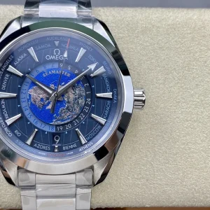 Replica Omega Seamaster Aqua Terra GMT Worldtimer 220.10.43.22.03.001 VS Factory Blue Dial